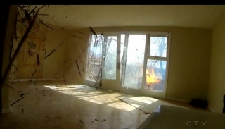 The inside of an empty Heron Gate Village townhouse during an OPS bombing exercise.