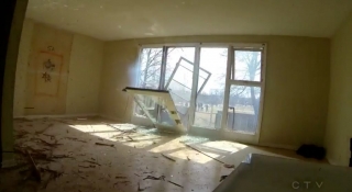 The inside of an empty Heron Gate Village townhouse during an OPS bombing exercise.