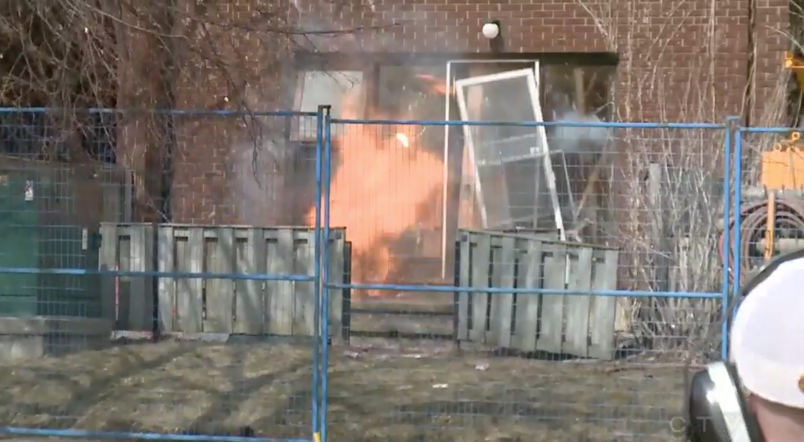 Fire is seen after an explosion in a Heron Gate Village townhouse by Ottawa Police Services.